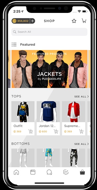 IMVU Mobile avatar shop