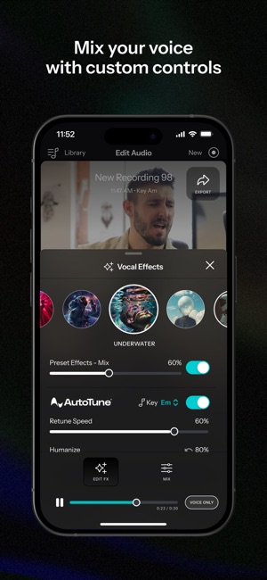 VoCap vocal effects and mixing interface
